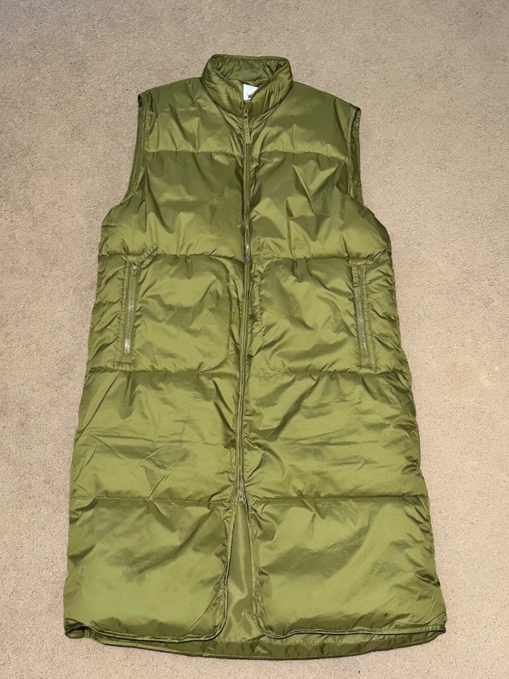 Green Puffy Long Vest